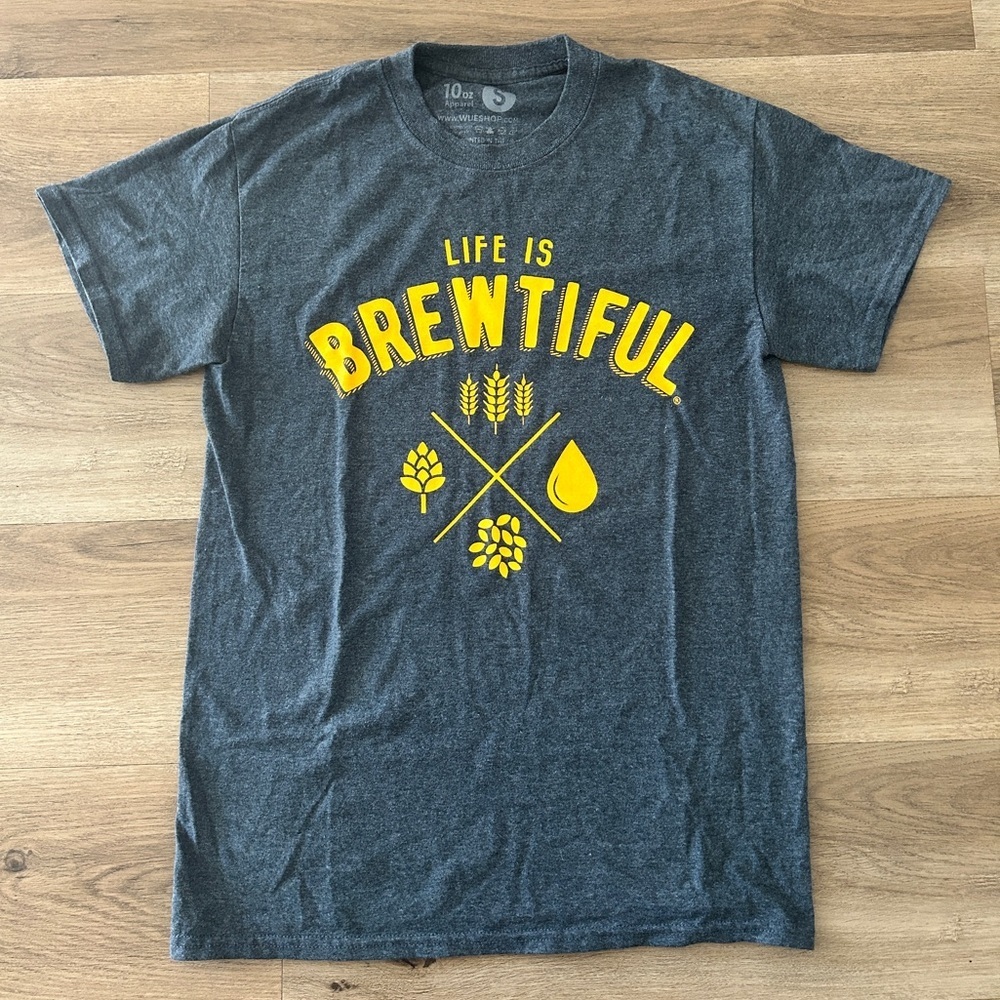 “Life Is Brewtiful” Unisex Graphic Tee - Size Small- EUC